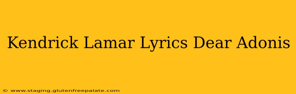Kendrick Lamar Lyrics Dear Adonis
